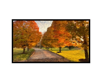 Midwest Autumn Fall Colors Road Landscape for Samsung Frame TV Art