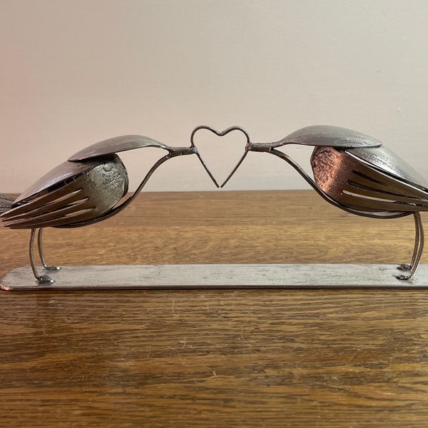 Scrap Metal Love Birds Sculpture