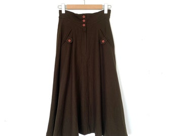 Vintage olive green maxi skirt