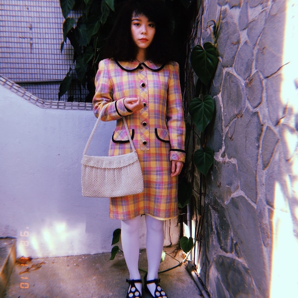 Vintage 1980’s pink and yellow plaid dress