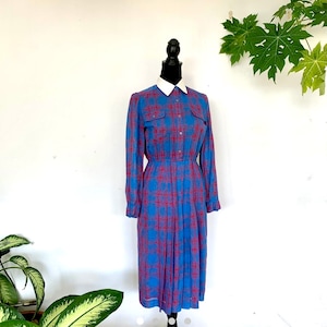 Vestido vintage a cuadros azul