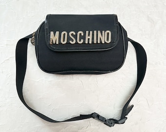 Moschino vintage nylon canvas waist pouch Fanny bum beaded logo bag
