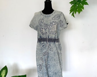 robe en jean à perles vintage