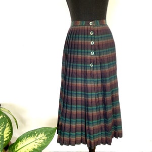 Vintage green and brown pleated skirt
