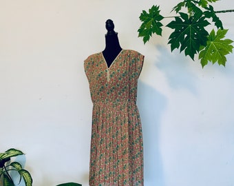 Vintage khaki floral dress