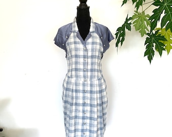 Vintage blue plaid dress