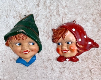 Vintage retro wall decor boy and girl