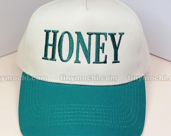 HONEY Embroidered Hat – Custom Baseball Cap, Personalized Thread , Aesthetic Embroidery Head Covers.