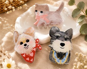 Kawaii Pet Hair Claw Clip: Cartoon Puppy & Kitten Accessory