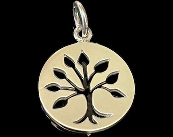 Tree of Life Charm Sterling Silver - Beautiful Tree Cut Out with Leaves - Mother Earth Nature Dangle - Fall - Autumn - Spring - S13