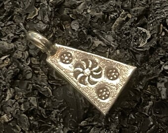 Sunshine Mini Pendant with Top Ring - Fine Silver Charms - 1 Karen Hill Tribe - 16mm x 7mm - .999 Silver - C98