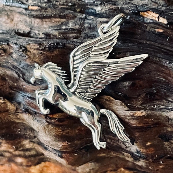 Powerful Pegasus Sterling Silver Charm - Unipeg - Alicorn - Winged Unicorn  - Greek Mythology Pendant- Limited Quantity - Special Buy S8