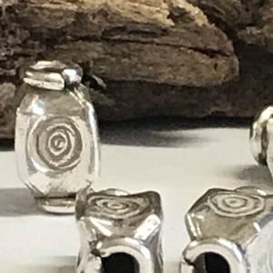 4 Fine Silver Tube Beads - Rounded Rectangle Spacer Beads 10.4mm long x 5.8 Square with Inner Diameter of 2mm ID - Legacy Silver S35