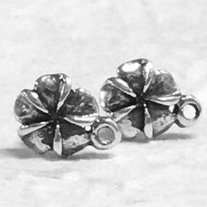 Sterling Silver Ear Wire Posts - Small Oxidized Plumeria Flowers - Hibiscus Floral Studs 1 pair 20 Gauge - Legacy Silver Supplies - Z56