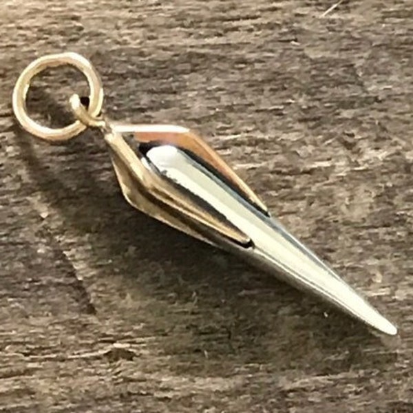 1 Sterling Silver Spike Pendant with Bronze Dagger Clamp Top - Impressive Charm Dangle Tech Charms Trendy Modern Legacy Silver Supplies C142