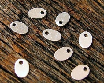 STERLING SILVER Initial Stamping Blanks or Tiny Oval Sequin Charms 5mm - 10 Mini Dangles - Legacy Silver Supplies - C27