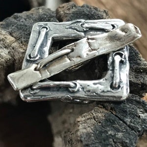 Heavy Duty Sterling Silver Toggle Clasp - Rustieke vierkante sieraden sluiting 21,25 mm Grote ID Handgemaakte ambachtelijke gesp - Zilveren benodigdheden AC30