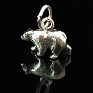 Ready for Hibernation - 3D Sterling Silver Grizzly Bear Charm - Legacy Silver Supplies C412