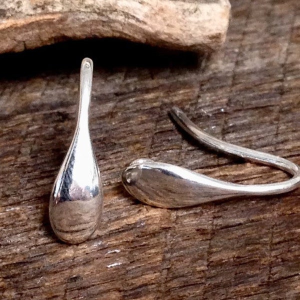 Heavy Duty Sterling Silver Earwires - Contemporary Teardrop 19 Gauge Ear Wires 1 Pair Legacy Silver Supplies E66