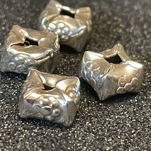 4 Fine Silver Square Cube Beads - Karen Hill Tribe .999 Fine Silver - Stamped 2.2mm ID - Legacy Silver Supplies MB105