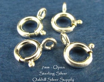 7mm Open Sterling Silver Spring Rings - 5, 10, or 20 pcs - 925 Stamped - Legacy Silver Supplies - SP0/a/b