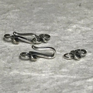 STERLING SILVER Hook and Eye Clasps - Small Handcrafted and Oxidized Jewelry Closures  Legacy Silver Supplies T64/T64a 2 or 4 hooks