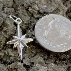 Sterling Silver Star of Bethlehem Charm  -  1 Compass Star Pendant 22mm - North Star Pendant Legacy Silver Supplies C217