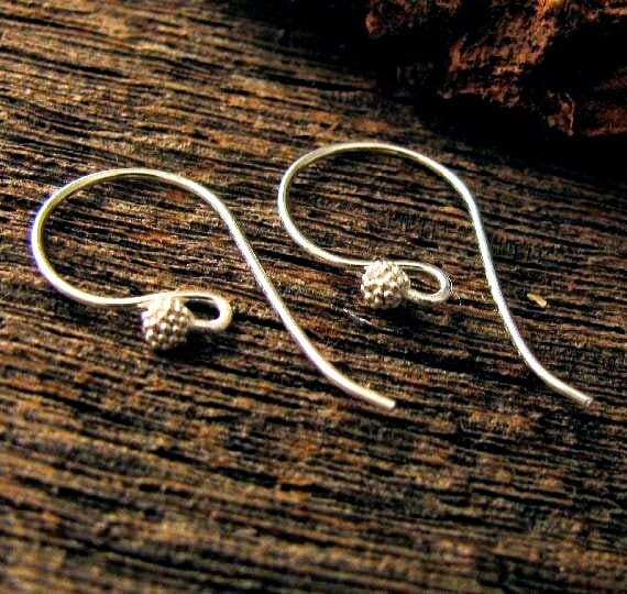 Fancy Bali Sterling Carpet Granulated Ear Hooks -3 Pair Satin Finish Ball  Tip Bali Ear Wires Earring Findings Legacy Silver Supplies E243