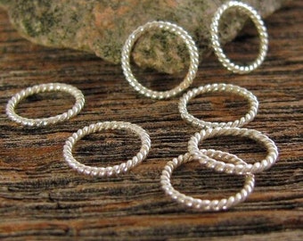 Sterling Silver Jump Rings - Twisted and Closed Circles for Lariats Pendants or Earring Dangles 10mm Round Light Links - L76/L76a/L76b