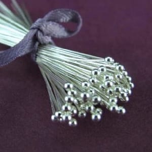 Sterling Silver Ball Pins - 24 Gauge 2 inch Balled SS Headpins- 50mm - Head Pins - .925 - 25, 50 or 100 Pc Package HB4/HB4a