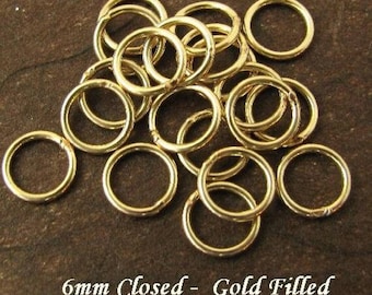GOLD FILLED Jump Rings - 6mm - 21 Gauge - Soldered CLOSED Round Links - Circle Connectors O Rings - Legacy Silver Supplies JR4/JR4a