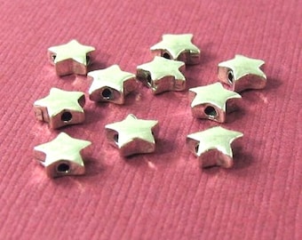 Sterling Silver Star Beads  Chunky Sparklers  6.25mm  - Horizontally Drilled - 2 or 4 Stars - Legacy Silver Supplies MB23/a