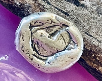 Organic Artisan Sterling Silver Heart Bead - Rustic Spacer Beads 11mm x 8 x 3.27mm Thick - Oakhill Legacy Silver AC254