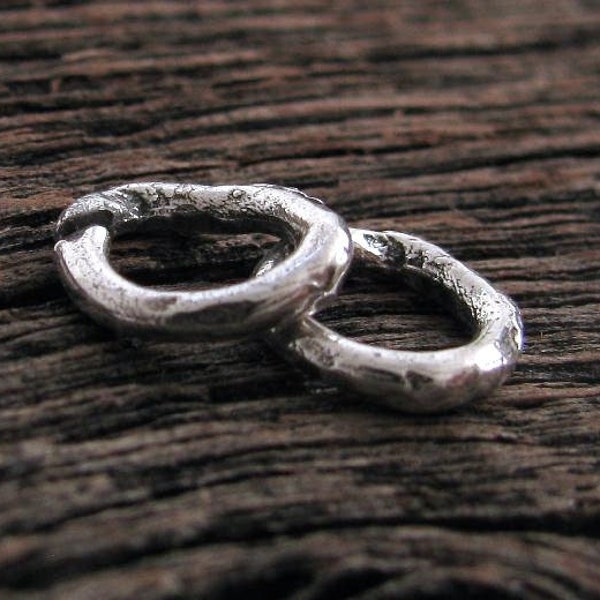 Rustic Sterling Silver Jump Rings - Artisan Jumprings - Bails - Links - Connectors OPEN 14 Gauge 9mm Rustic Charm Ring - AC143/AC143a/AC143b