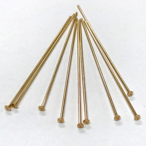 Gold Filled Head Pins 2 Inch Long - 20 Gauge Thick - Flat Head = 2mm - 50mm Jewelry Findings and Components  Legacy Silver Supplies HP15/a