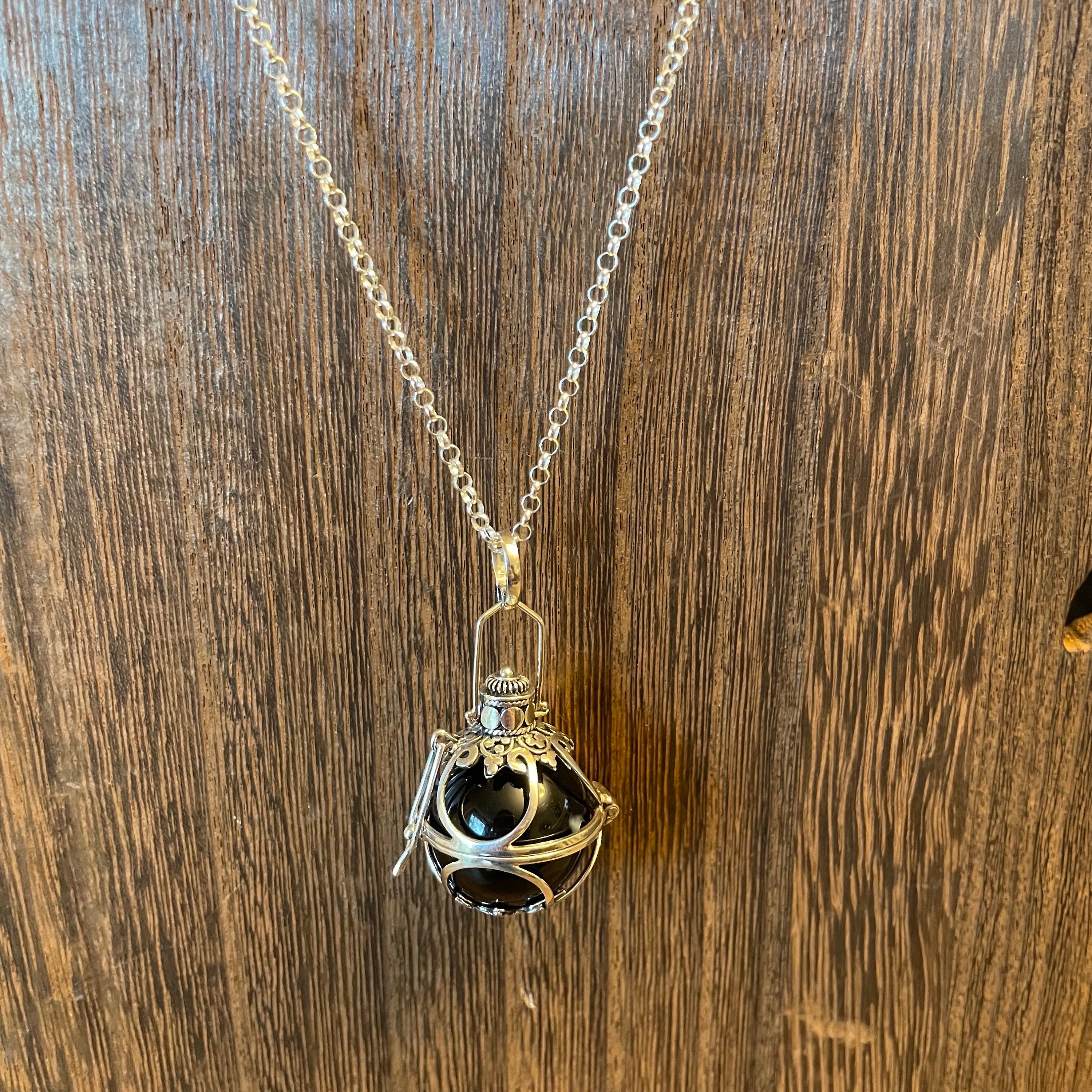 Harmony Dream Ball Sterling Silver Pendant With Black Onyx