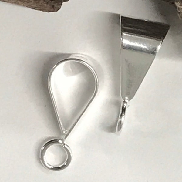 NEW 2 Larger Sterling Silver Bails - Smooth - Shiny 14mm x 6mm  Closed Ring - Legacy Silver Supplies B37