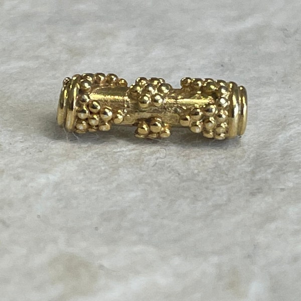 New 1 Vermeil Gold Bead - 13.8 Long Cylinder-  Stunning Loaded with Intricate Details - 1 Focal Point Bead  Oakhill Silver Supply Z77