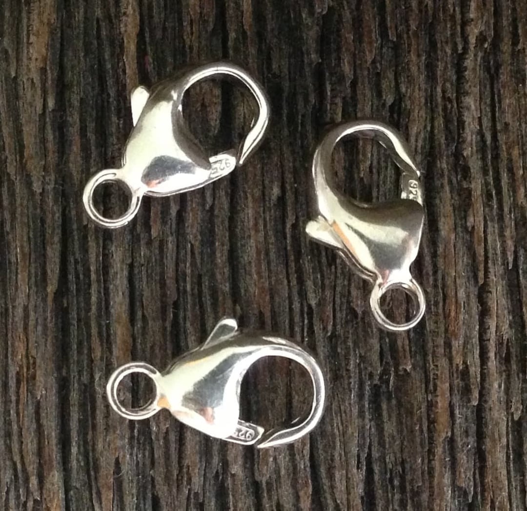 Sterling Silver Oval Lobster Claws - 11.4mm With Attached Ring