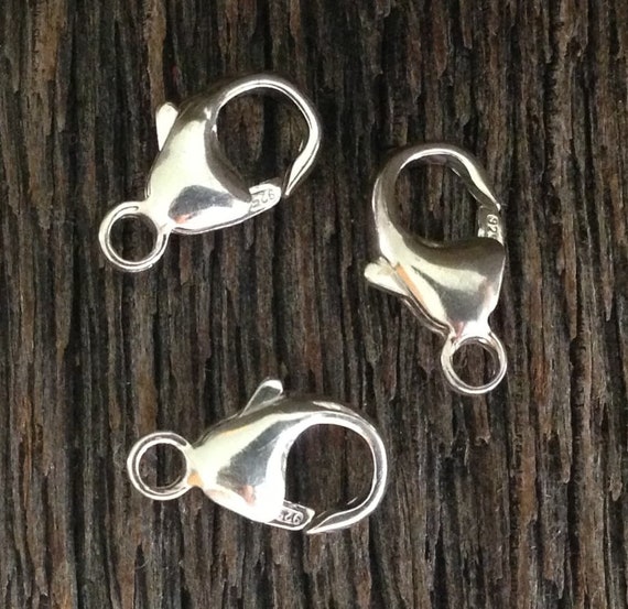 Sterling Silver Oval Lobster Claws - 11.4mm With Attached Ring
