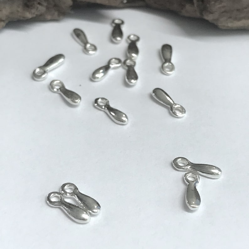 10 Sterling Silver Teardrop Charms Holiday Glitz Sparkly Drops Dangles or Baubles Small 8.5mm Add on Charms Oakhill Silver Legacy Z42 image 4