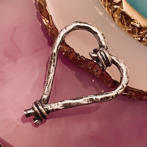 Rustic Elegance Heart Connector in Sterling Silver  - Heart Link - Charm - Pendant - Focal Point - Open Heart - Legacy Silver Supplies AC31