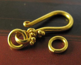 1, 2, or 5 Vermeil Gold Beaded Hook and Eye Clasp Sets - 18.5mm Long Jewelry Hook Clasp Sets - Jewelry Components - Legacy Supplies T26V/a/b