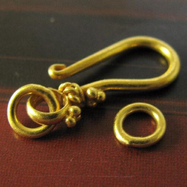 1, 2, or 5 Vermeil Gold Beaded Hook and Eye Clasp Sets - 18.5mm Long Jewelry Hook Clasp Sets - Jewelry Components - Legacy Supplies T26V/a/b