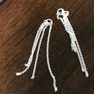 Corrente de prata esterlina com borla - 52 mm - Lustres de 2 polegadas - Anel fechado com 4 pingentes de corrente de cabo - 1 par - Legacy Silver Supplies E28 imagem 1