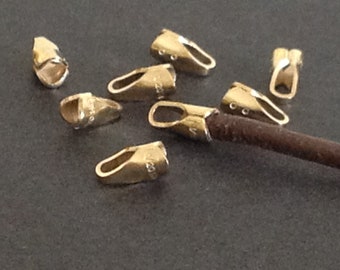 Gold Filled Endcaps with Loop  - For 1.5mm - 2mm Cord - Gold Crimp End Caps - Legacy Silver Supplies CR30/a/b
