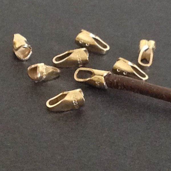 Gold Filled Endcaps with Loop  - For 1.5mm - 2mm Cord - Gold Crimp End Caps - Legacy Silver Supplies CR30/a/b