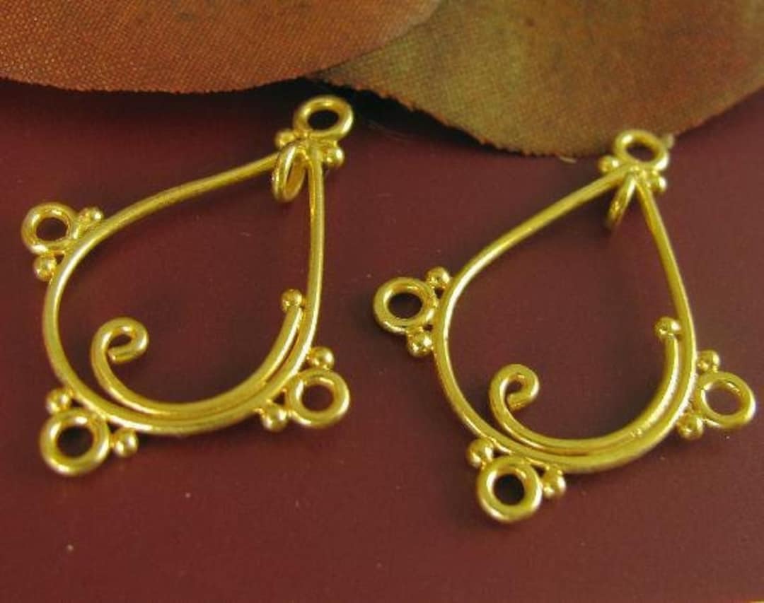 Vermeil Chandeliers Teardrop Shaped Connectors With Swirls and Curls 28