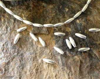 Sterling Silver Oval Oblong Seed Beads - Plain Spacer Beads - Legacy Silver Supplies MB64/a/b/c