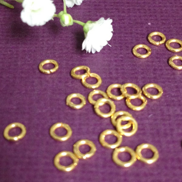 Vermeil Gold Jump Rings - Open Tiny 3mm  22 Gauge - Small Gold Links - Connectors - Legacy Supplies JR32/a/b
